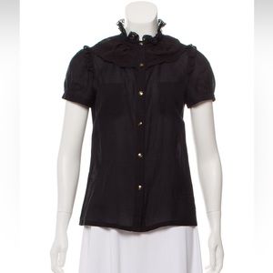 Marc Jacobs Lace Trim Blouse Sz XS Black EXCELLENT CONDITION!